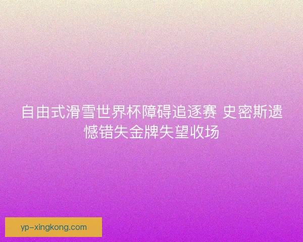 自由式滑雪世界杯障碍追逐赛 史密斯遗憾错失金牌失望收场