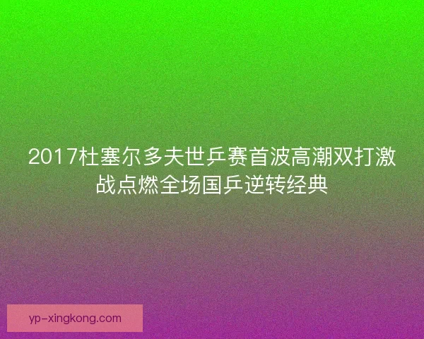 2017杜塞尔多夫世乒赛首波高潮双打激战点燃全场国乒逆转经典